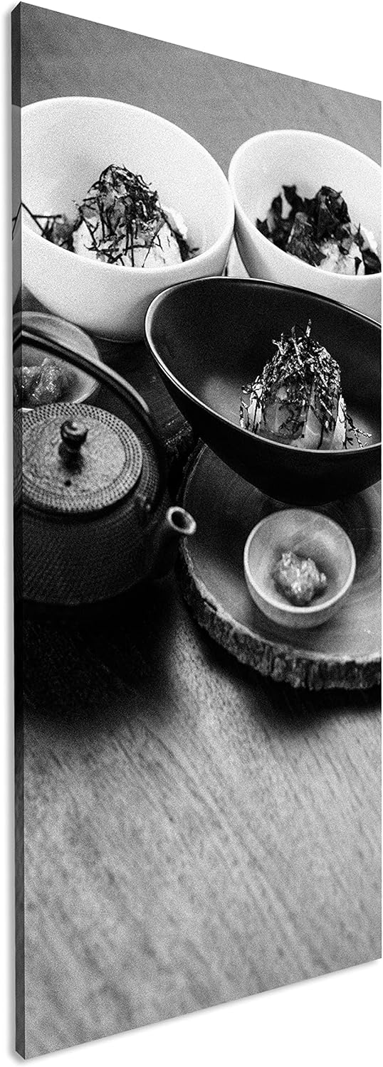 lecker angerichtetes Sushi Panorama 120x60 cm Effekt: Schwarz/Weiss als Leinwandbild, Motiv fertig g