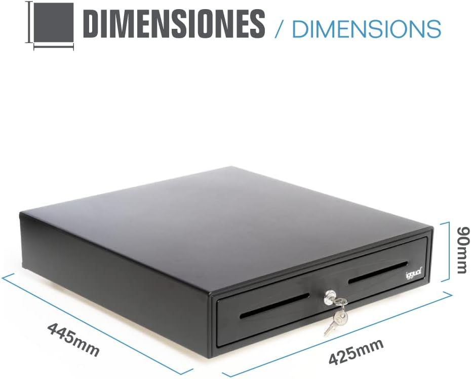 iggual - Geldkassette Abschliessbar IRON - 70 | Kassenschublade mit automatischer oder manueller Öff