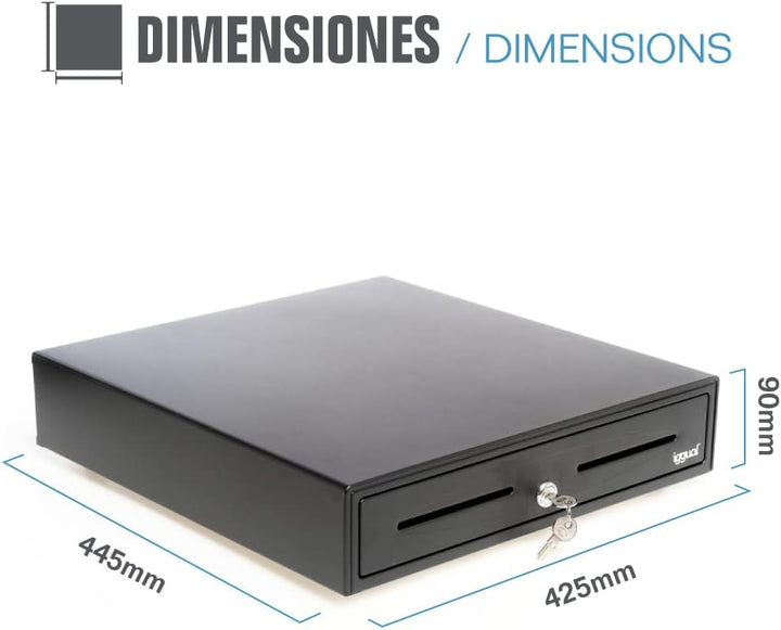 iggual - Geldkassette Abschliessbar IRON - 70 | Kassenschublade mit automatischer oder manueller Öff