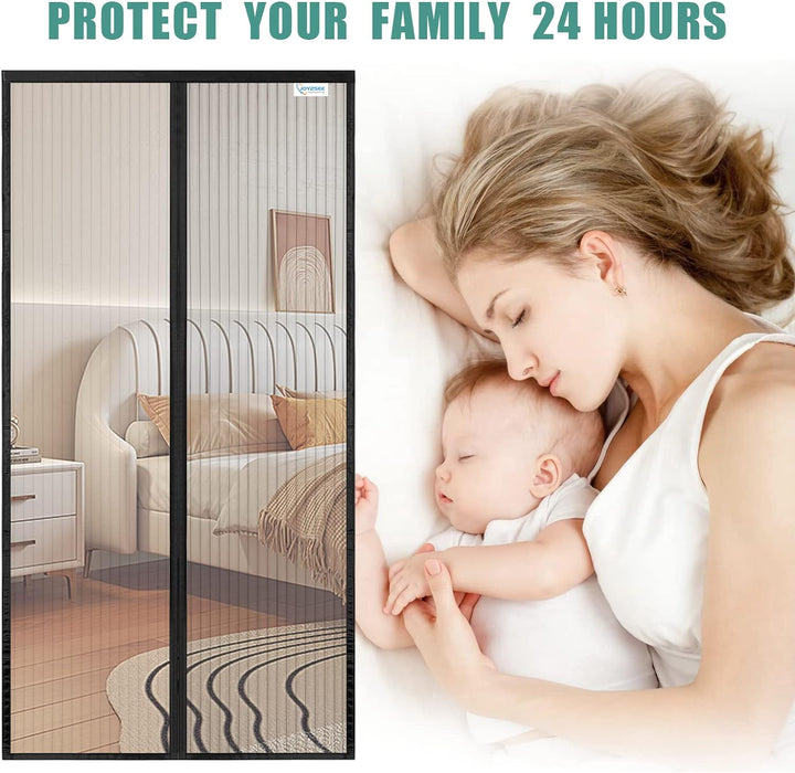 Fliegengitter Balkontür 140x220, JOY2SEE Fliegengitter tür Schwarz, Schutz für Ihre Familie 140x220c