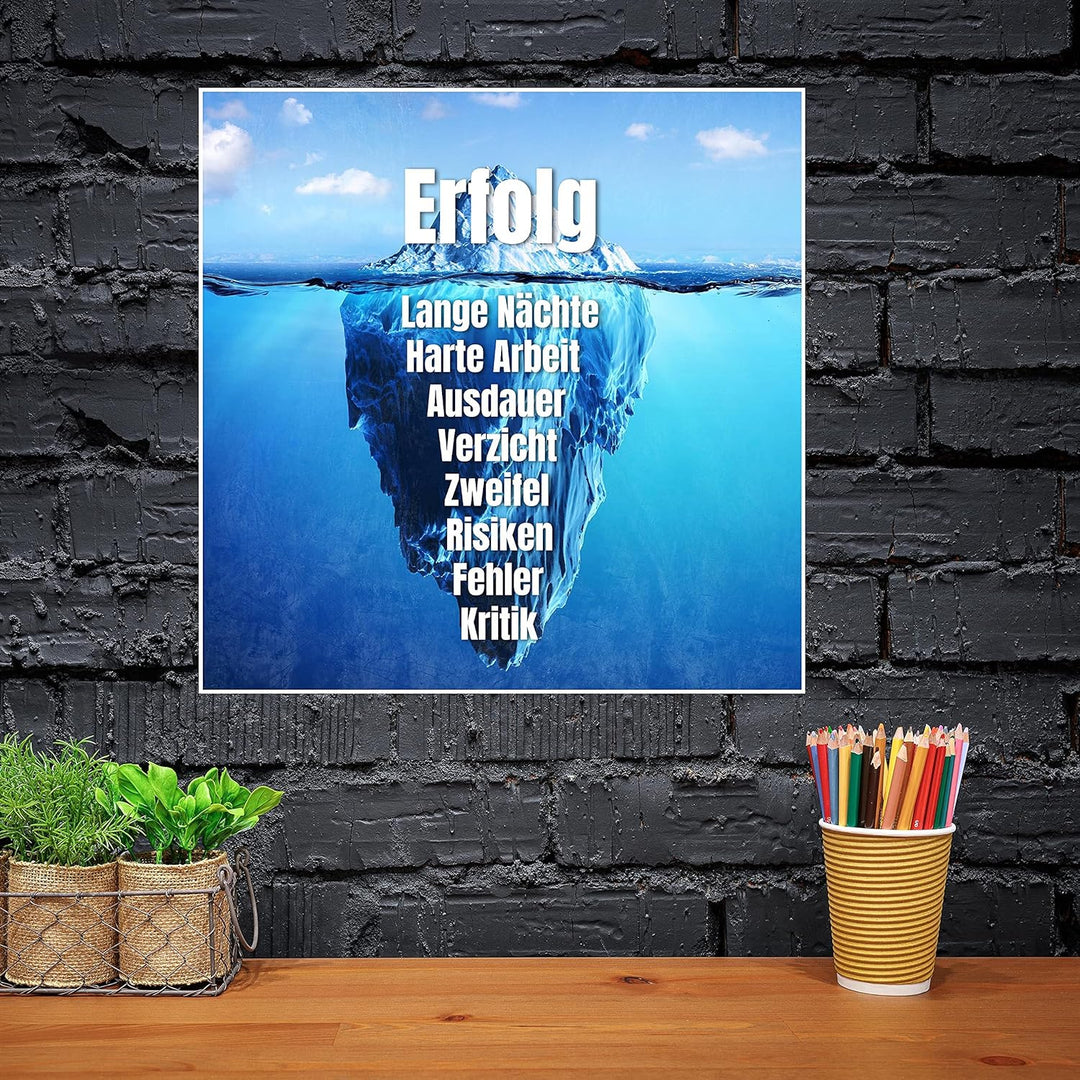 wandmotiv24 Poster als Wanddeko, Grösse 50x50cm, Erfolg Eisberg, Arktis, Arbeit, Moderne Wanddeko, W