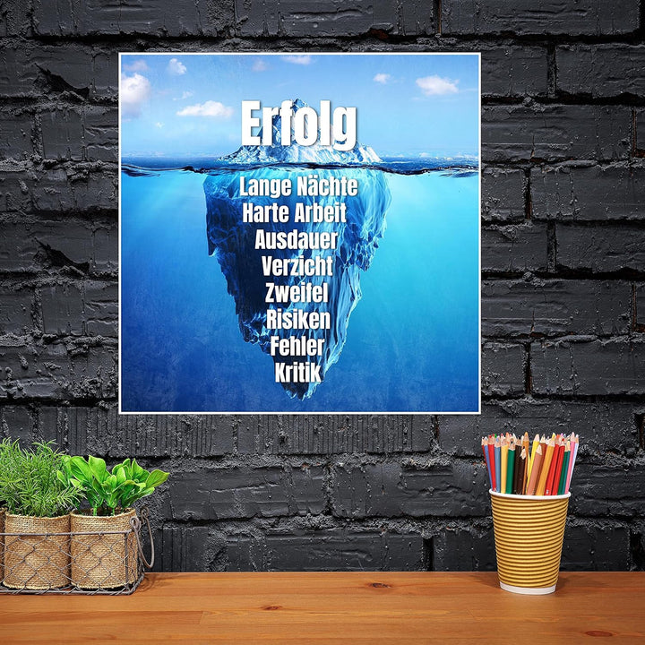 wandmotiv24 Poster als Wanddeko, Grösse 50x50cm, Erfolg Eisberg, Arktis, Arbeit, Moderne Wanddeko, W