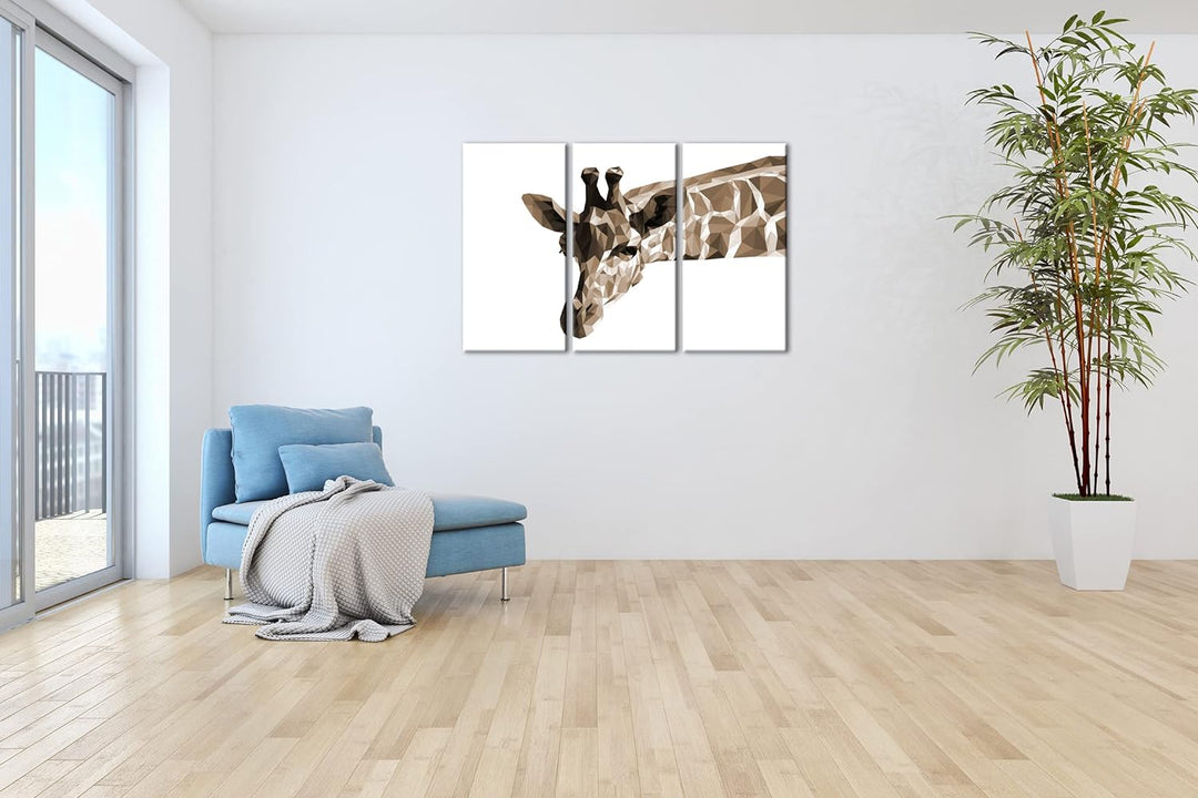 deyoli Illustration einer Giraffe Format: 3Teilig Effekt: Sepia als Leinwandbild, Motiv fertig gerah