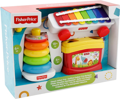 Fisher Price Baby Trio - Ringpyramide Bauklötze Xylophon Musik und Motorik