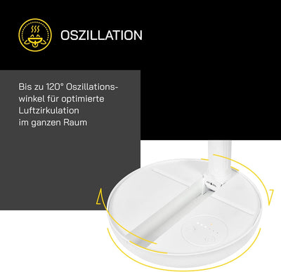 Gutfels Akku-Stand-, Tisch-Ventilator VENTI 3030 R | Lithium Ionen Akku 10.000 mAh | Touchbedienung