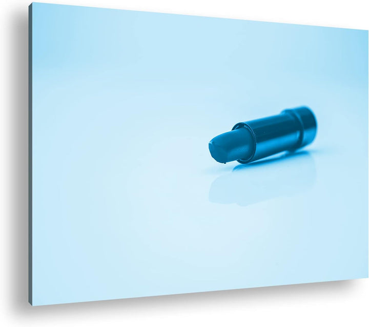 deyoli erotischer roter Lippenstift Format 80x60 Effekt: Monocrome Blau als Leinwandbild, Motiv fert