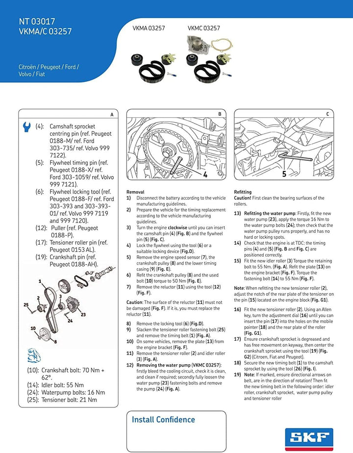 SKF VKMC 03257 Wasserpumpe + Zahnriemensatz