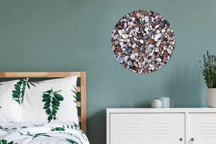 MuchoWow Wandbild Rund Wanddeko Deko Wohnzimmer Bilder 60x60 cm Naturstein - Schotter - Steine, 60x6