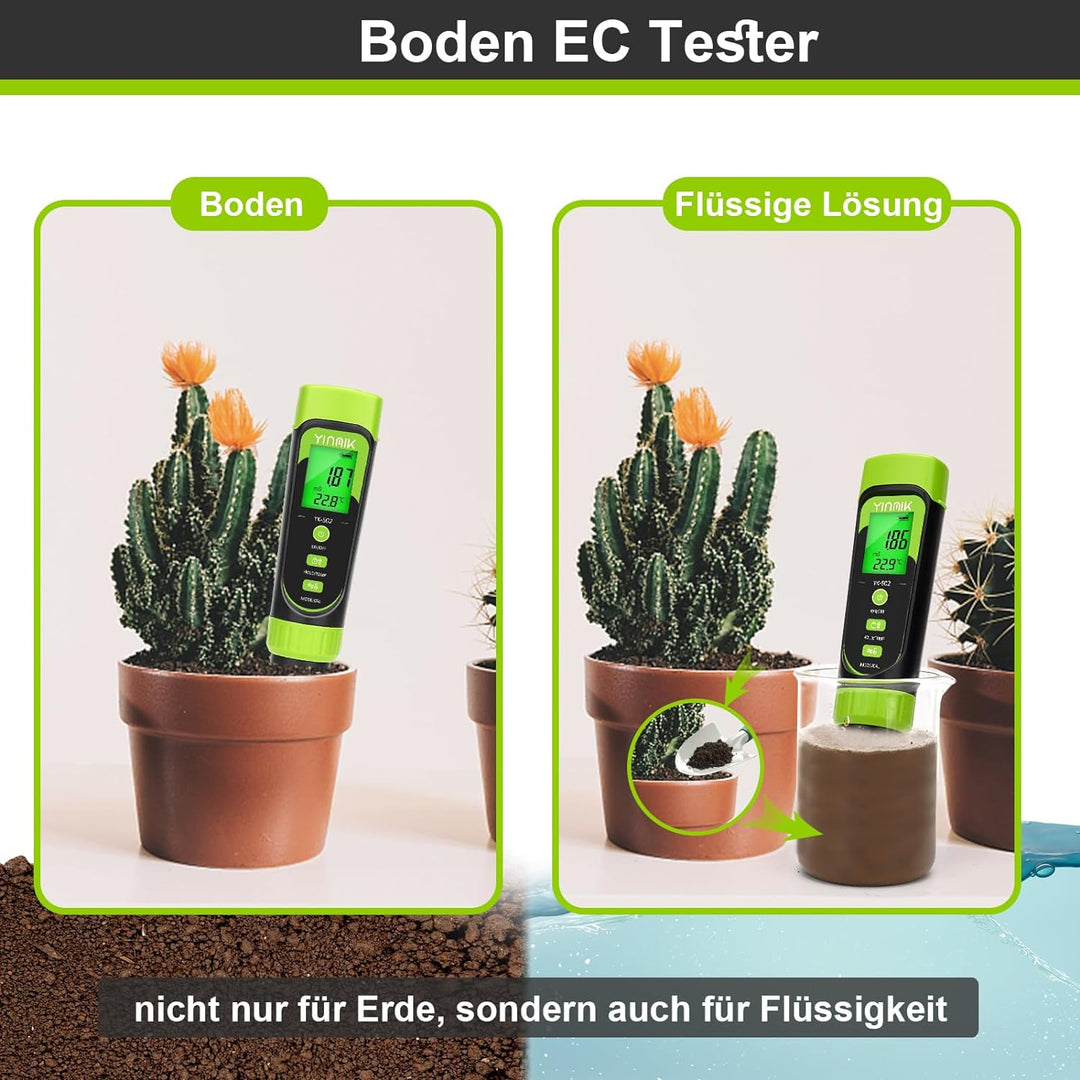Digitales Boden-Feuchtigkeitsmessgerät, Boden-Feuchtigkeitsmesser für Pflanzen, EC Tester zur Topfpf