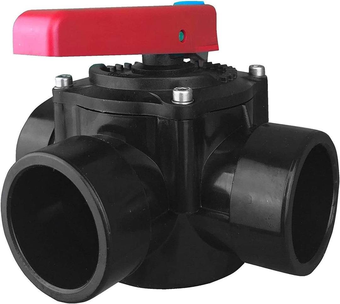 well2wellness® PVC 3-Wege Zylinderhahn Drehscheibenventil 50mm