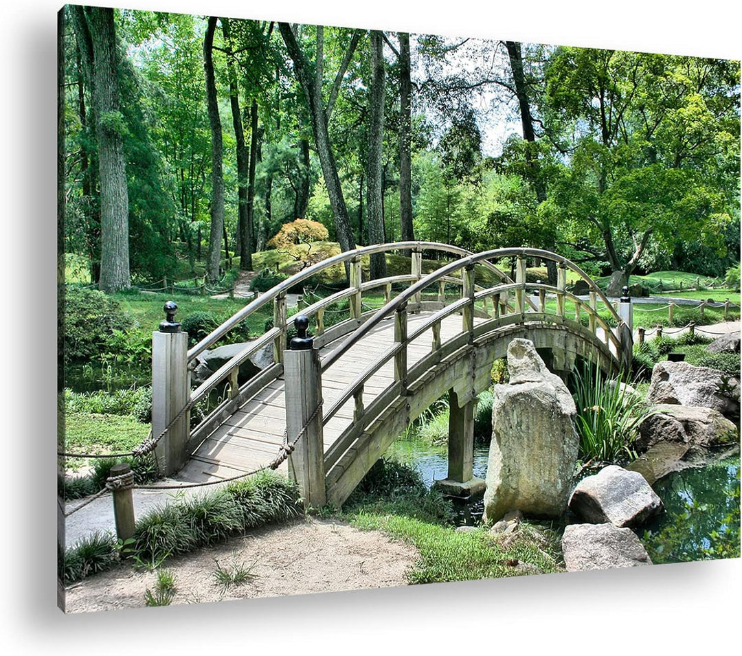 deyoli Japanischer Garten Format:75x50 cm als Leinwandbild, Motiv fertig gerahmt auf Echtholzrahmen,