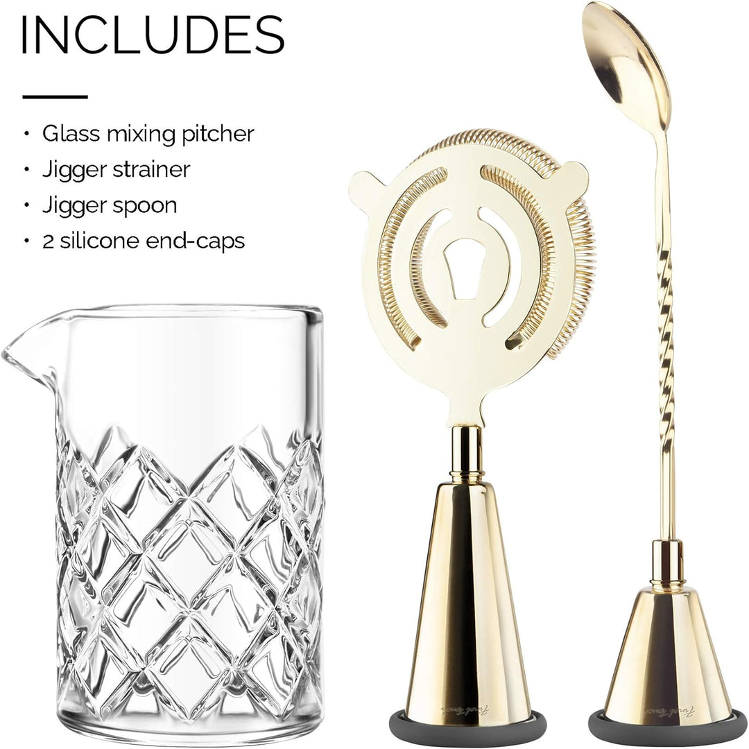 Final Touch Cocktail-Mix-Set aus Messing, multifunktional, essentielle Werkzeuge zum Herstellen, Aus