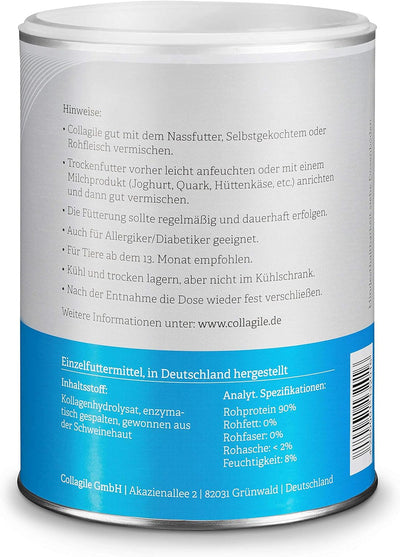 Collagile Dog Hunde Ergänzungsfutter für Knochen und Bänder Bioaktive Kollagenpeptide in Lebensmitte