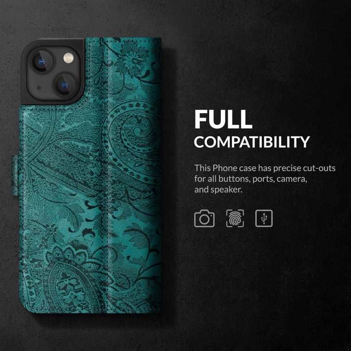 SURAZO Premium 2.0 Handyhülle für Apple iPhone 14 Hülle Leder – Klappbare Echtleder Schutzhülle [mit