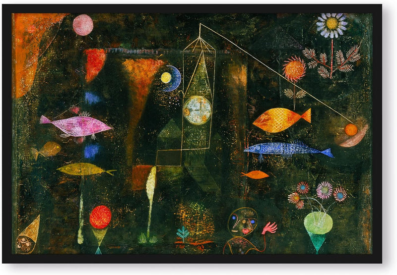 Generisch Paul Klee - Fischzauber, Poster im Bilderrahmen / Format: 55x40cm / Kunstdruck gerahmt, 55