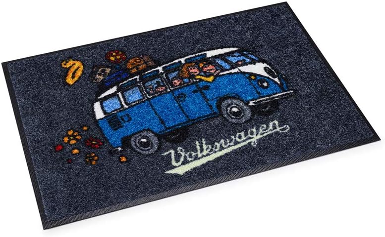 Volkswagen 1H3087703A Fussbodenmatte T1 Bulli Fussabtreter Läufer, schwarz/blau
