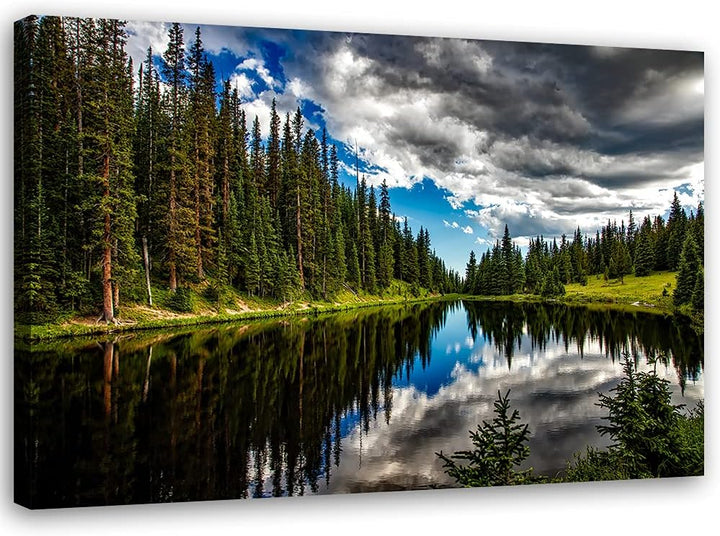 Febby Vlies Leinwandbild XXL Himmelswolken 80x60 cm Wandbild Kunst Bilder Schlafzimmer Deko Wohnzimm