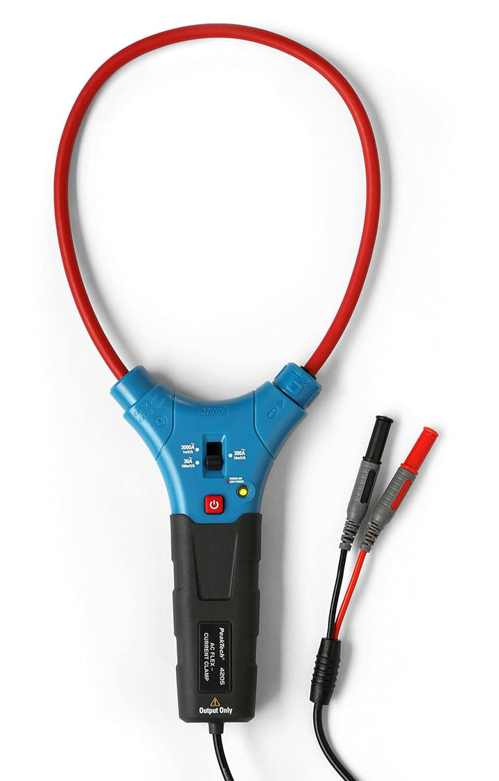 PeakTech 4205 – Flexibler Stromzangen Adapter 30/300 / 3000 A AC für Multimeter, 4 mm Anschluss Stec