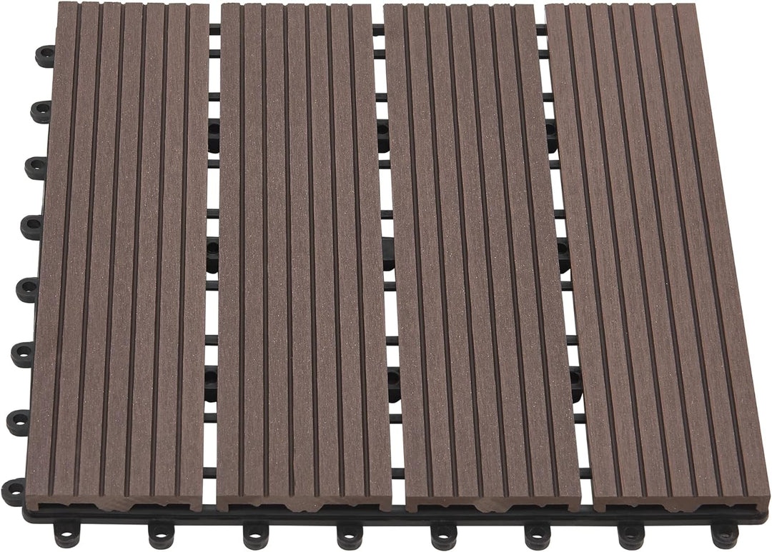 [en.casa] WPC Fliesen Schramberg 11er Set 1m² Terrassenfliesen witterungsbeständig Balkonfliesen rut