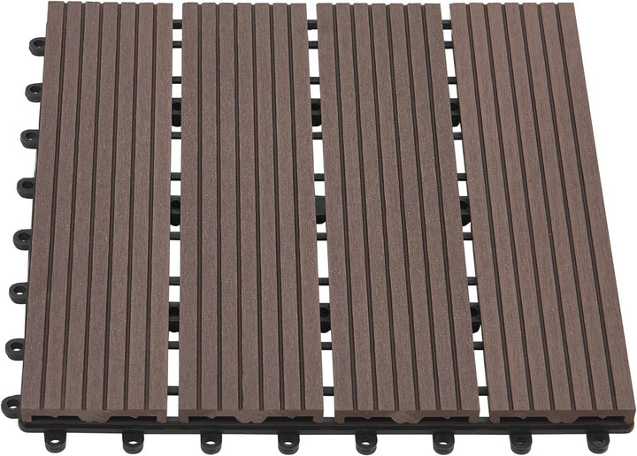 [en.casa] WPC Fliesen Schramberg 11er Set 1m² Terrassenfliesen witterungsbeständig Balkonfliesen rut