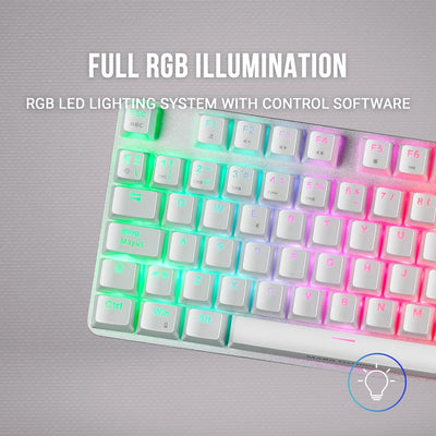 Mars Gaming MKREVOPROWBPT Weiss, Mechanische RGB Gaming Tastatur, TKL+ NUM, Blauer Switch, Portugies