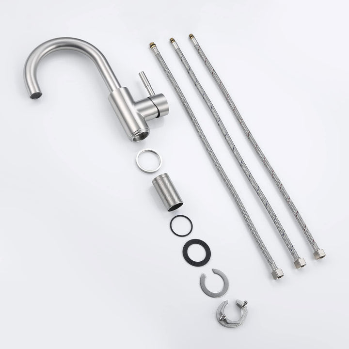 Niederdruck Armatur Küche/Bad, 360° Drehbar Wasserhahn Niederdruck, Einhebelmischer Waschtischarmatu