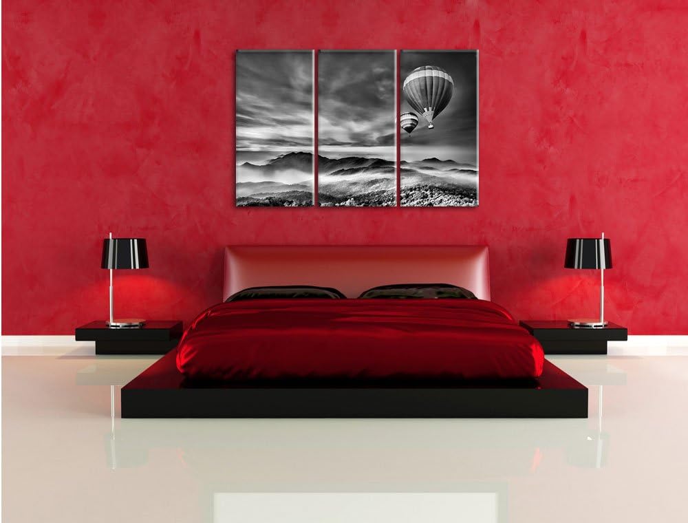 Pixxprint Heiss Luftballons Alpen als Leinwandbild/Grösse: 3 Teilig (120x80 cm) cm/Wandbild/Kunstdru