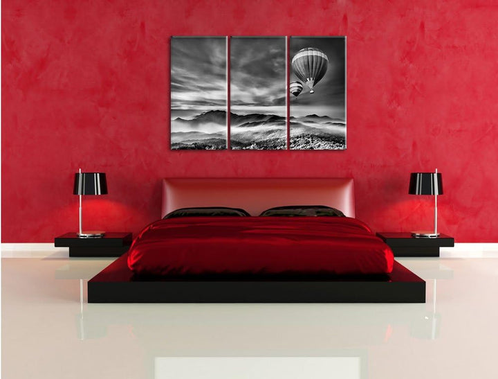 Pixxprint Heiss Luftballons Alpen als Leinwandbild/Grösse: 3 Teilig (120x80 cm) cm/Wandbild/Kunstdru
