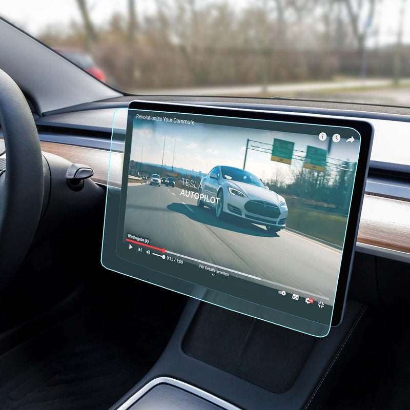 Tesvolution® Displayschutzfolie matt aus gehärtetem Glas für Tesla Model 3 Model Y - Screen Protecto