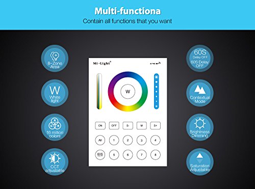 LIGHTEU®, Miboxer Milight 8 Zonen Smart Panel Fernbedienung, kompatibel mit Lampen der Miboxer RGBCC