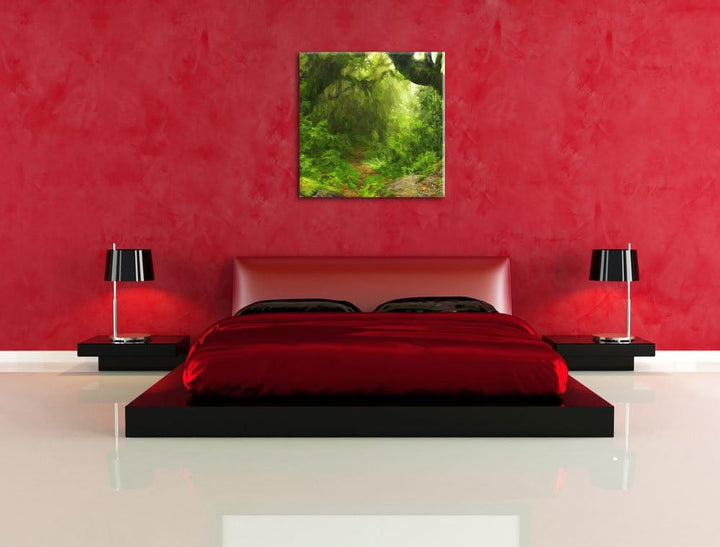 Pixxprint Mystischer Regenwald als Leinwandbild/Grösse: 70x70 cm/Wandbild/Kunstdruck/fertig bespannt