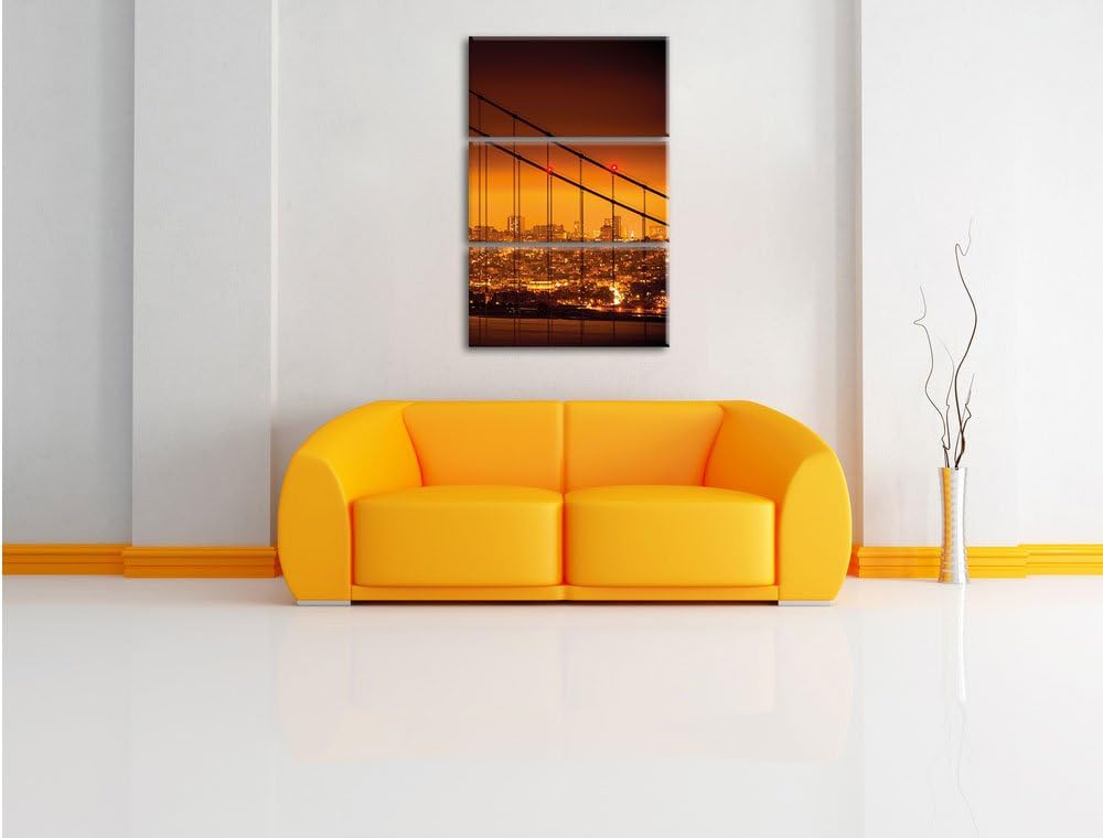 Pixxprint San Francisco Skyline/Format: 3-Teiler (120x80cm) cm/Leinwandbild fertig bespannt Wandbild