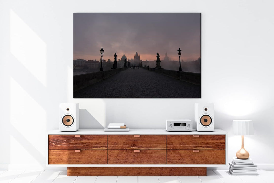 deyoli atemberaubende Brücke in Prag im Format: 80x60 als Leinwandbild, Motiv fertig gerahmt auf Ech