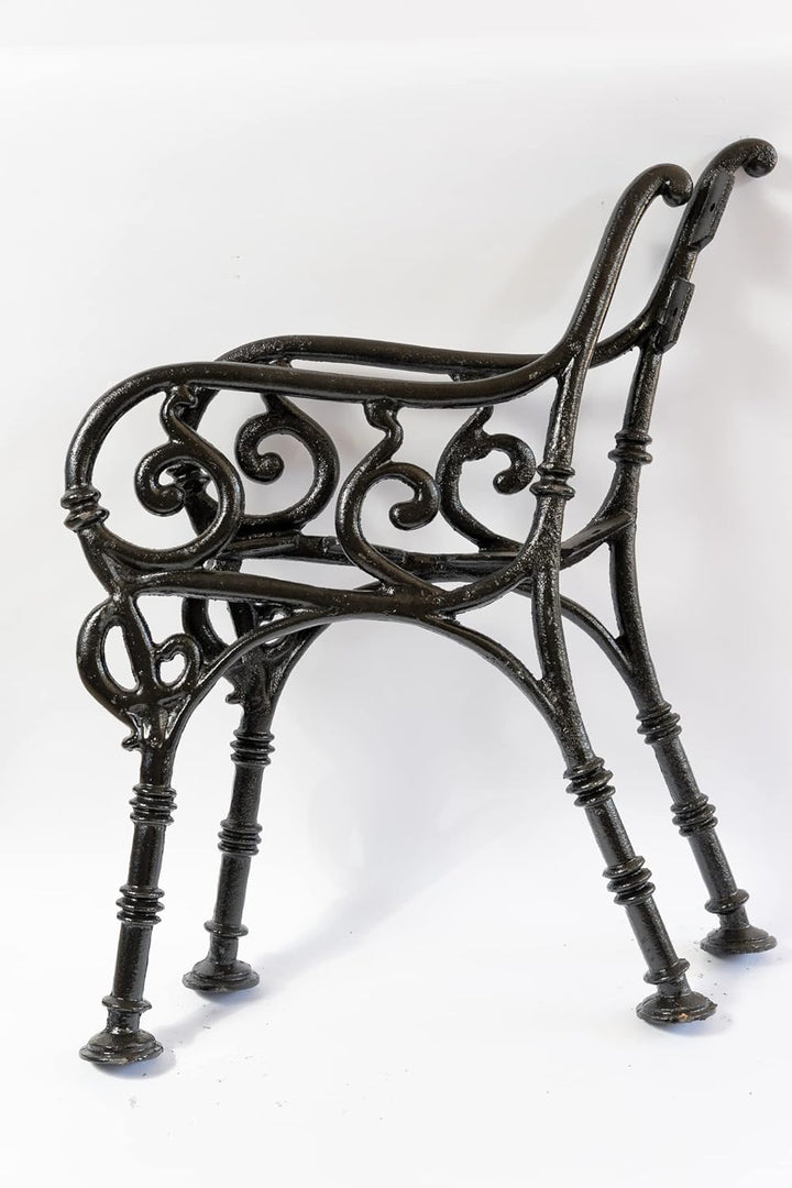 SEZAM Bankfüsse aus Gusseisen Schwarz x 2 Stück, mit Rückenlehne & Armstütze - 54,5 x 35 x 75 cm, fü