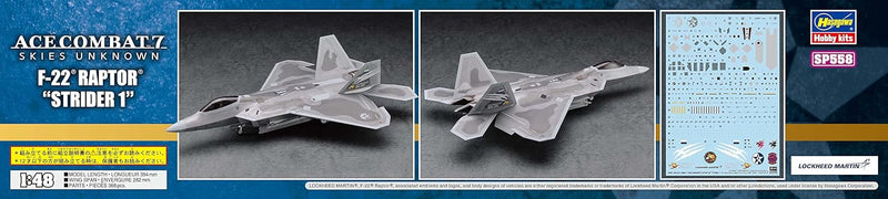 Hasegawa SP558 1/48 Ace Combat 7 Skies Unknwon, F-22 Raptor Strider 1 Modellbausatz, Mehrfarbig