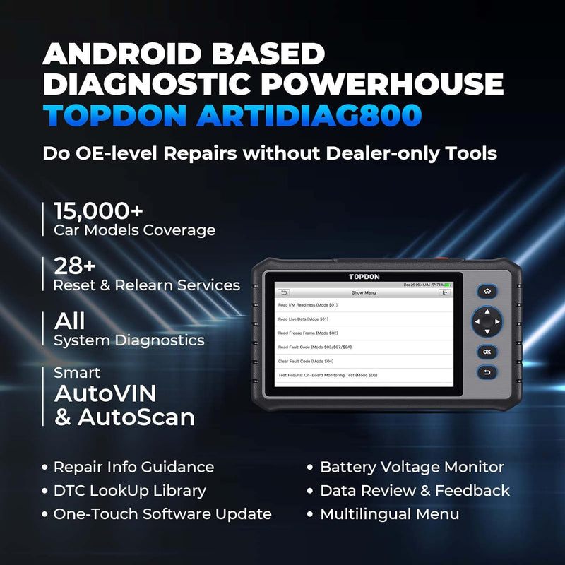 TOPDON OBD2 Diagnosegerät ArtiDiag800, Alle Systemdiagnosen&28 Servicefunktionen, Diagnosegerät auto