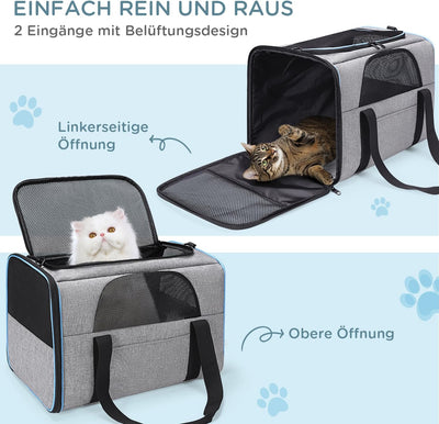 BERTASCHE Transporttasche für Katzen Hunde bis zu 7kg Transportbox Faltbar Tragetasche Katzentranspo