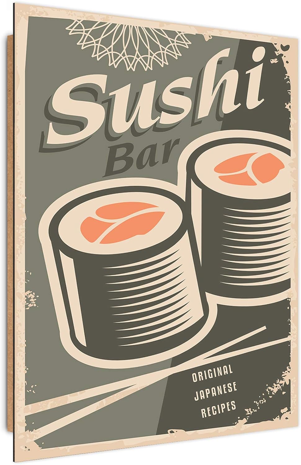 Wandbild XXL altmodisches Schild Deko Kunst Bilder Blechschild Grau 80x120 cm Deco panel 80x120 cm G