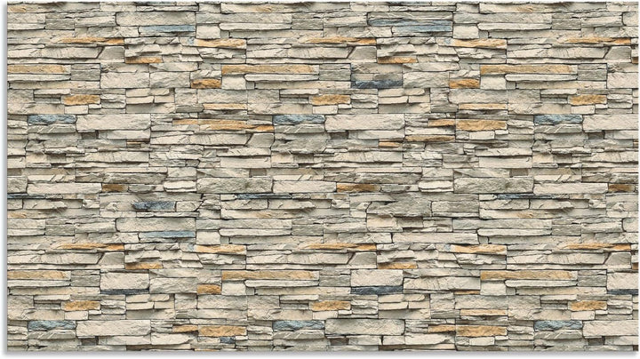 ARTland Spritzschutz Küche aus Alu für Herd Spüle 100x55 cm (BxH) Küchenrückwand mit Motiv Steinwand