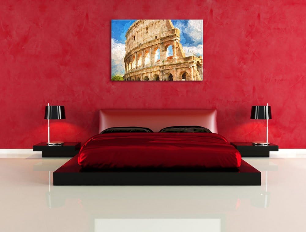 Pixxprint Kolosseum in Rom als Leinwandbild/Grösse: 100x70 / Wandbild/Kunstdruck/fertig bespannt, 10