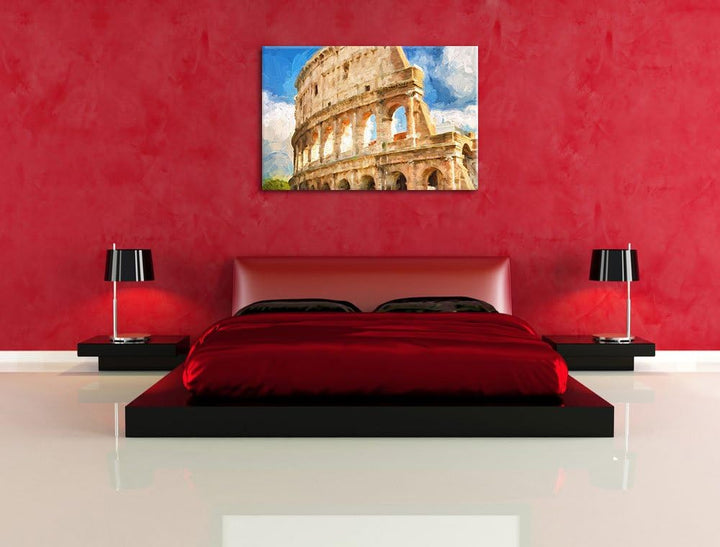 Pixxprint Kolosseum in Rom als Leinwandbild/Grösse: 100x70 / Wandbild/Kunstdruck/fertig bespannt, 10