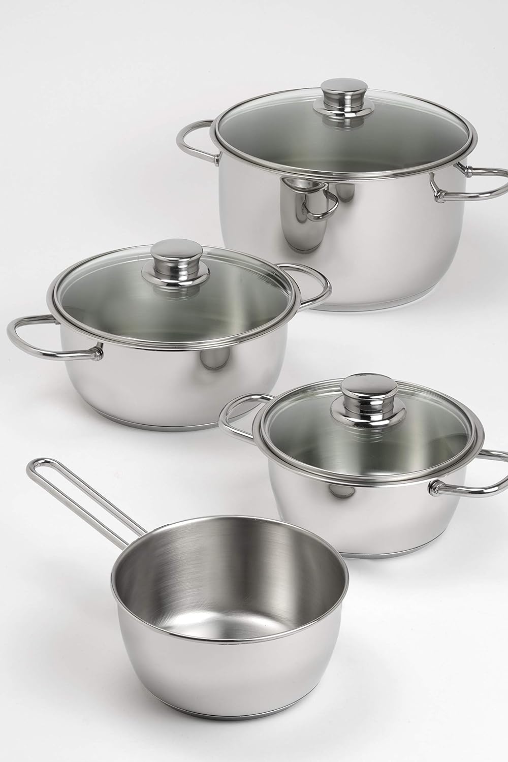 BRA Ancora Stieltopf, Edelstahl 18/10 mit Deckel aus Glas, 22 cm, 22 cm