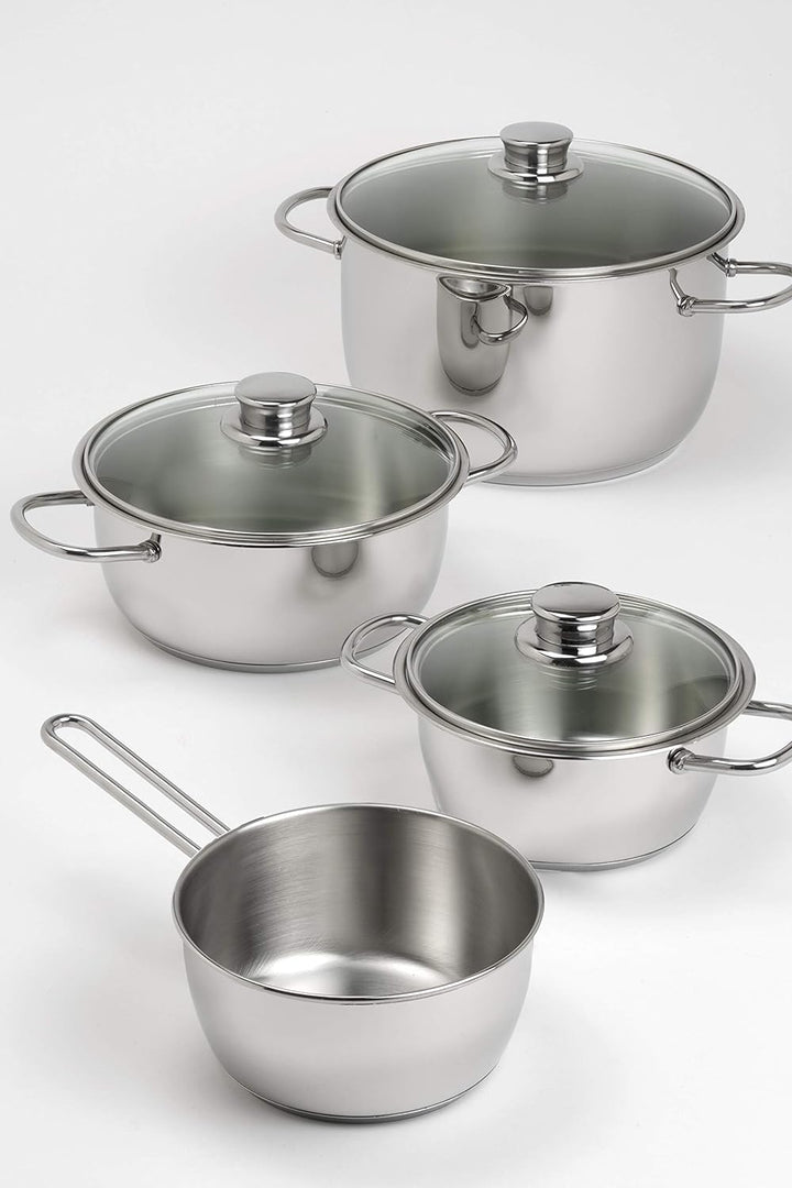 BRA Ancora Stieltopf, Edelstahl 18/10 mit Deckel aus Glas, 22 cm, 22 cm