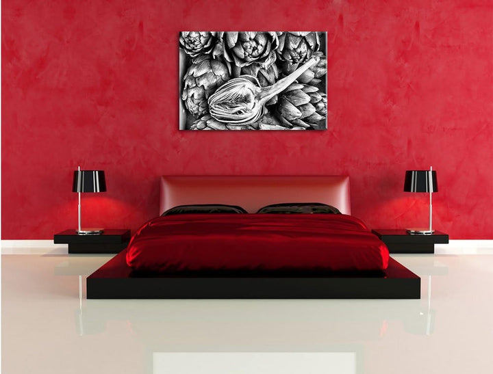 Pixxprint Aufgeschnittene Artischocke als Leinwandbild/Grösse: 100x70 / Wandbild/Kunstdruck/fertig b