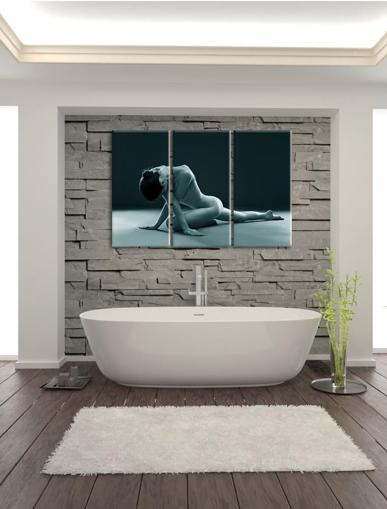Pixxprint Schöne sexy Frau Macht Yoga als Leinwandbild/Grösse: 3 Teilig (120x80) cm/Wandbild/Kunstdr