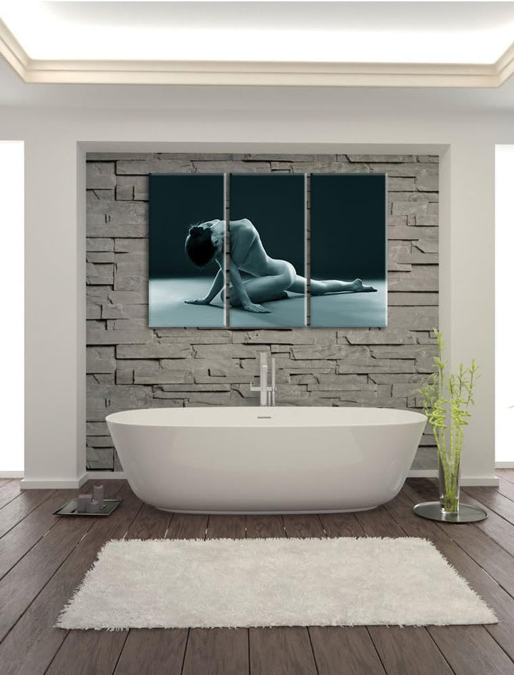 Pixxprint Schöne sexy Frau Macht Yoga als Leinwandbild/Grösse: 3 Teilig (120x80) cm/Wandbild/Kunstdr