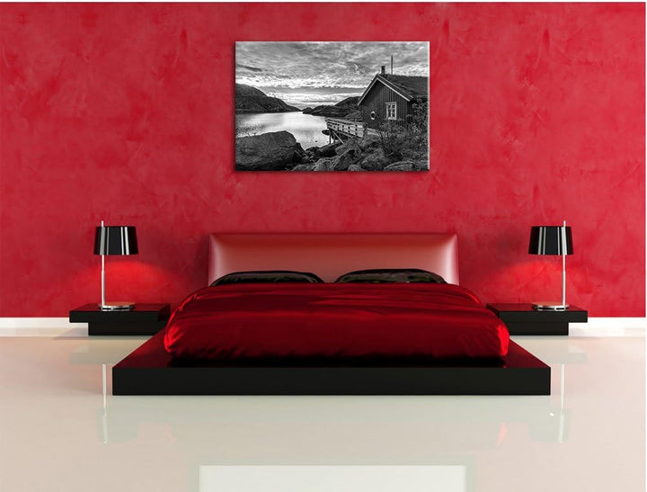Pixxprint Sonnenaufgang am Fjord Norwegens als Leinwandbild/Grösse: 100x70 / Wandbild/Kunstdruck/fer