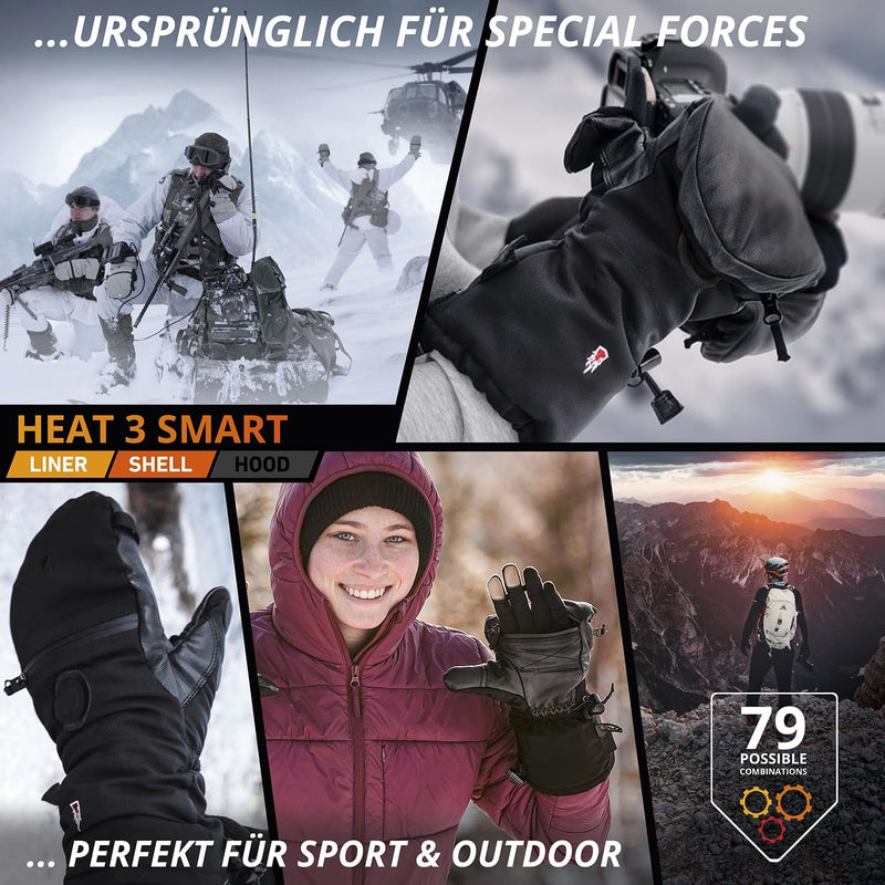 THE HEAT COMPANY - Heat 3 SMART – Die Handschuh Innovation – Handschuhe & Fäustlinge in Einem: Fäust