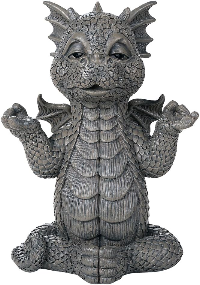 Pacific Giftware Drachen Gartenfigur Meditation 26 cm - Gartendrache Fantasy Deko Statue