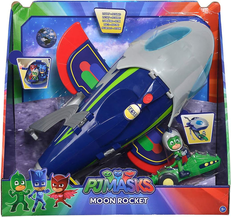 Simba 109402369 - PJ Masks Super Moon Rakete Mondrakete, Space Rover Fahrzeug und Spielfigur Gecko m